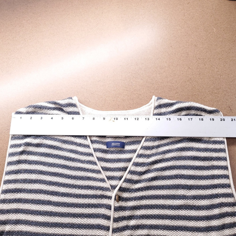VTG Old Glory Striped Knit Button Up Vest Women M Blue White Vintage 90s Coastal - Picture 3 of 9